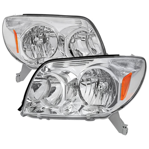 Spec-D 03-05 Toyota 4Runner Headlights Chrome Housing Clear Lens With Amber Reflector - No Bulbs Included 2LH-4RUN03-GO