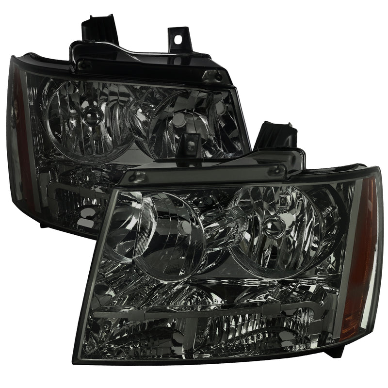 Spec-D 07-13 Chevrolet Avalanche Crystal Housing Headlights Chrome Smoke Lens 2LH-AVA07G-RS