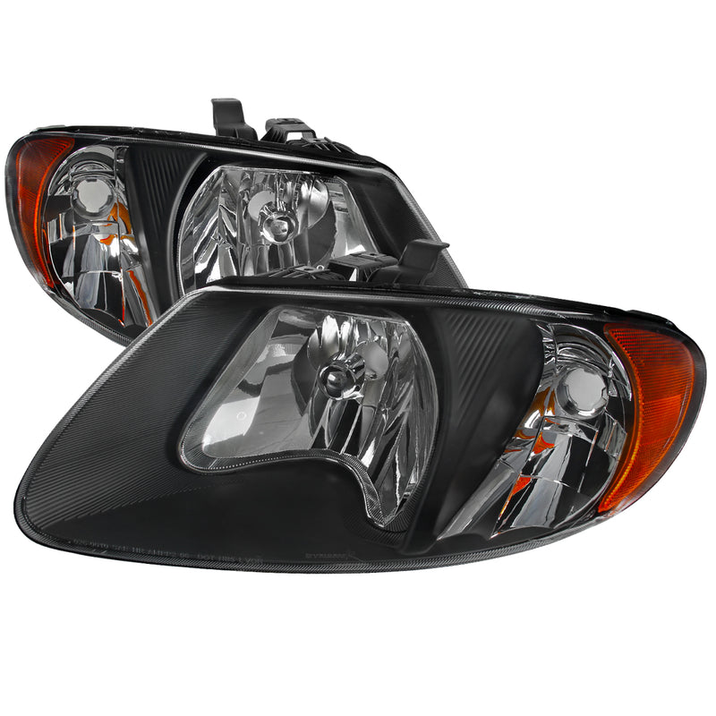 Spec-D 01-07 Dodge Caravan Euro Headlights Black Housing 2LH-CAR01JM-RS