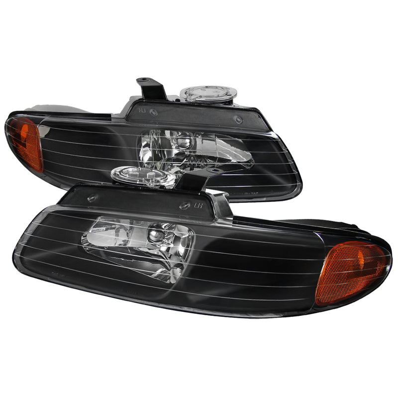 Spec-D 96-00 Dodge Caravan Euro Headlights Black Housing 2LH-CAR96JM-RS