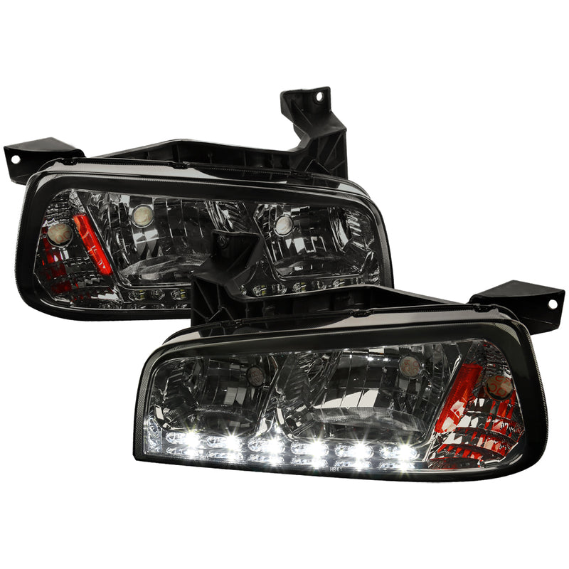 Spec-D 05-10 Dodge Charger 1 Piece Headlights - Smoke 2LH-CHG051PCG-RS