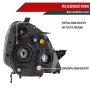 Spec-D 02-04 Honda Cr-V Headlights Matte Black Housing Clear Lens Japan Built Only - No Bulbs Included 2LH-CRV05JM-JP-GO