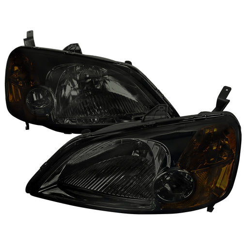 Spec-D 01-03 Honda Civic Crystal Housing Headlights - Smoke 2LH-CV01G-RS