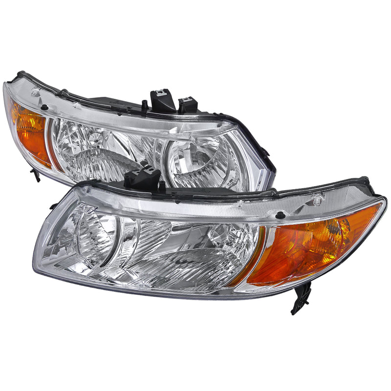 Spec-D 06-10 Honda  Civic  Euro Headlights Chrome Housing 2LH-CV062-RS