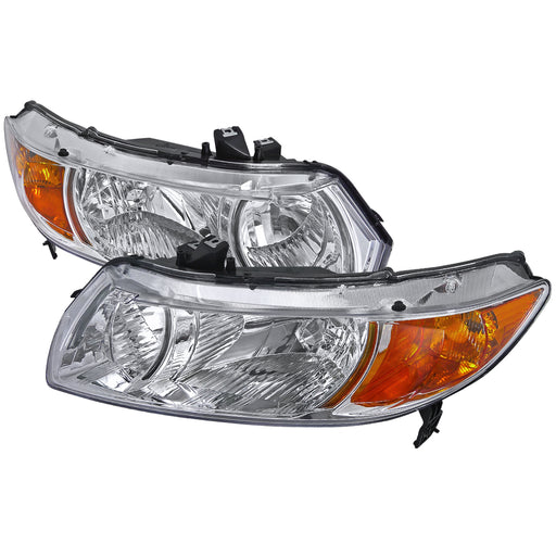 Spec-D 06-10 Honda  Civic  Euro Headlights Chrome Housing 2LH-CV062-RS