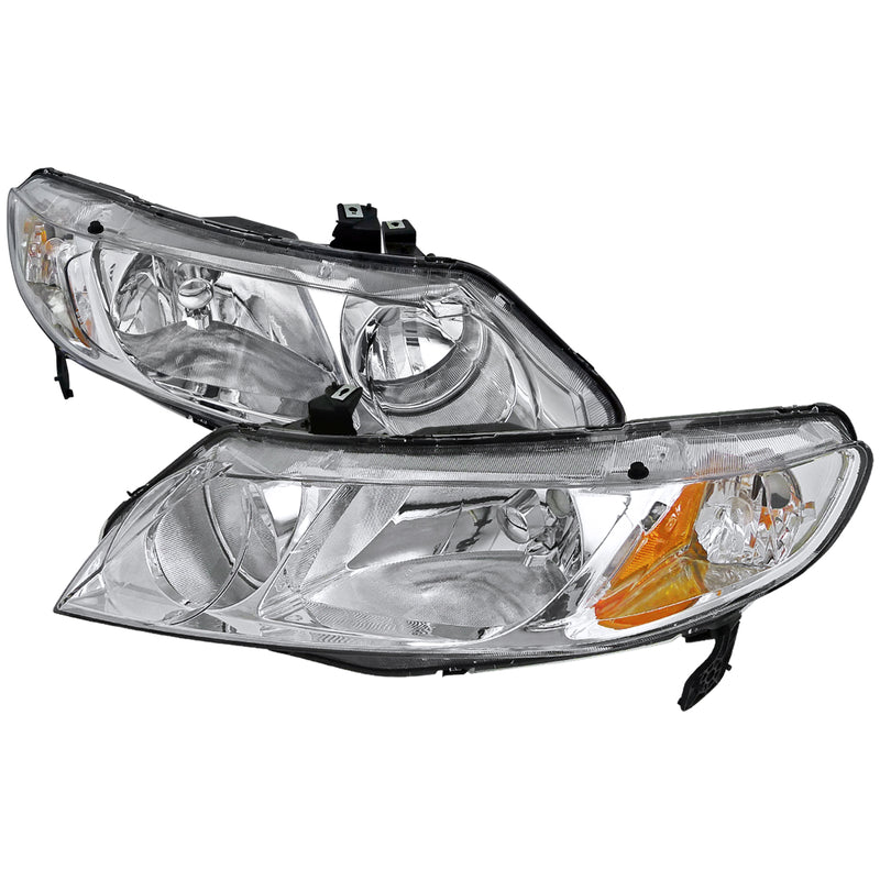 Spec-D 06-11 Honda  Civic  Euro Headlights Chrome Housing 2LH-CV064-RS