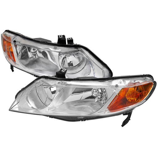 Spec-D 06-11 Honda Civic Sedan Headlights Chrome Housing And Clear Lens  2LH-CV064-V2-RS