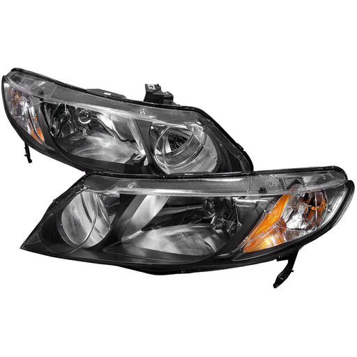 Spec-D 06-11 Honda  Civic  Black Housing Euro Headlight Sedan 2LH-CV064JM-RS