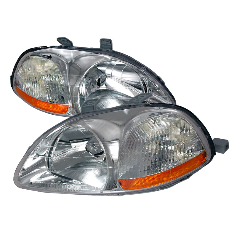 Spec-D 96-98 Honda Civic Crystal Housing Headlights Chrome 2LH-CV96-KS