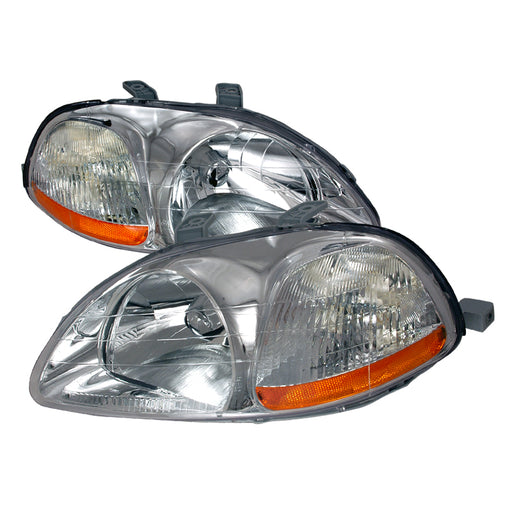 Spec-D 96-98 Honda Civic Crystal Housing Headlights Chrome 2LH-CV96-KS