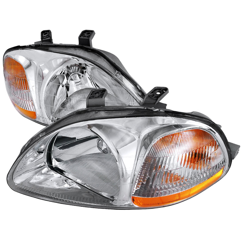 Spec-D 96-98 Honda Civic Crystal Housing Headlights Chrome 2LH-CV96-RS