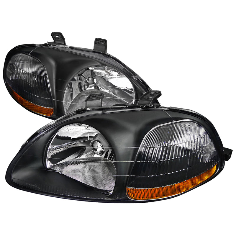 Spec-D 96-98 Honda Civic Crystal Housing Headlights Black 2LH-CV96JM-RS