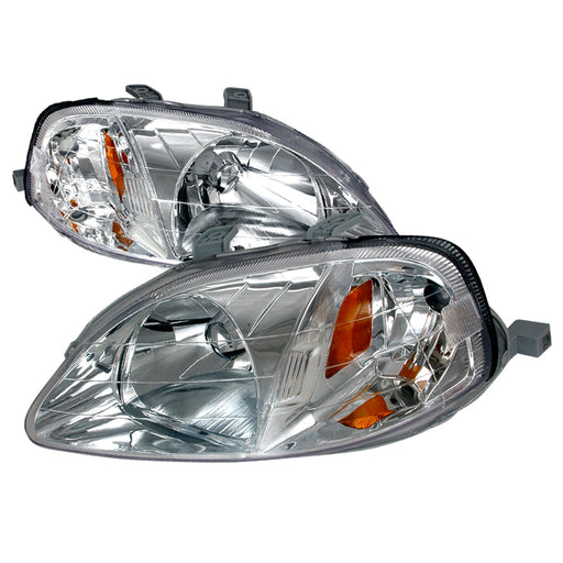 Spec-D 99-00 Honda Civic Crystal Housing Headlights Chrome 2LH-CV99-KS