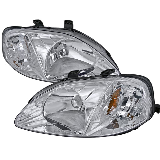 Spec-D 99-00 Honda Civic Crystal Housing Headlights Chrome 2LH-CV99-RS
