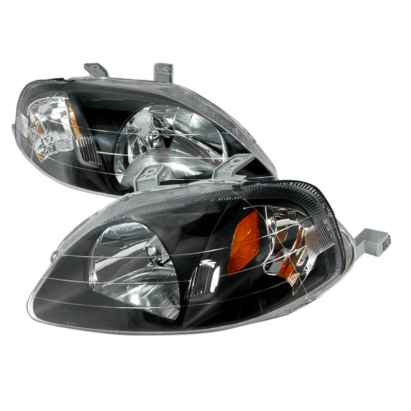 Spec-D 99-00 Honda Civic Crystal Housing Headlights Black 2LH-CV99JM-KS