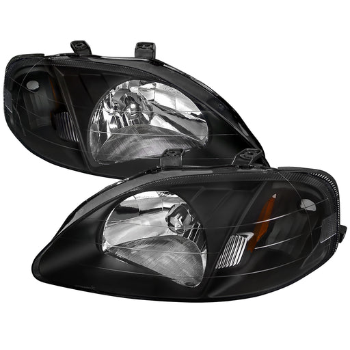 Spec-D 99-00 Honda Civic Crystal Housing Headlights Black 2LH-CV99JM-RS