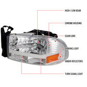Spec-D 97-04 Dodge  Dakota  Chrome Headlight  2LH-DAK97-ABM