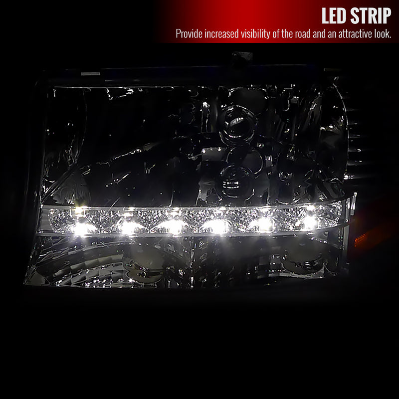 Spec-D 97-04 Dodge  Dakota  Chrome Headlight With Led 2LH-DAK97-RS