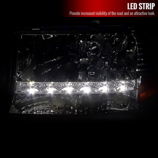 Spec-D 97-04 Dodge  Dakota  Chrome Headlight With Led 2LH-DAK97-RS