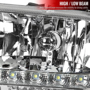 Spec-D 97-04 Dodge  Dakota  Chrome Headlight With Led 2LH-DAK97-RS