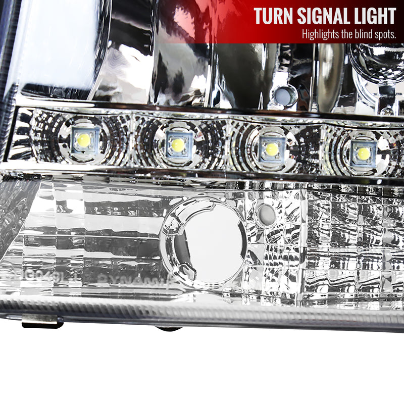 Spec-D 97-04 Dodge  Dakota  Chrome Headlight With Led 2LH-DAK97-RS