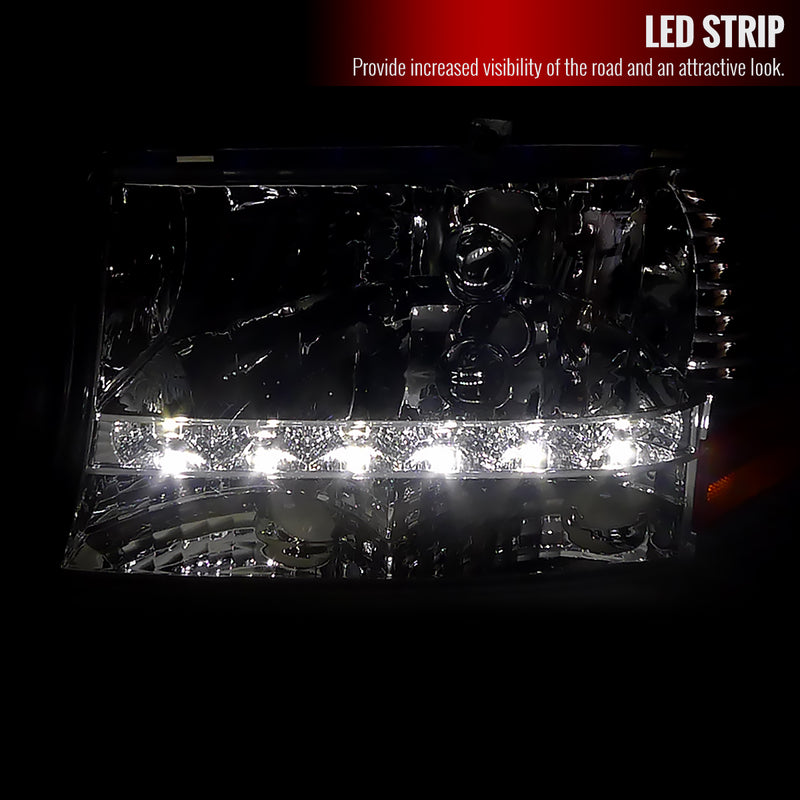 Spec-D 97-04 Dodge  Dakota  Smoked Headlight With Led 2LH-DAK97G-RS