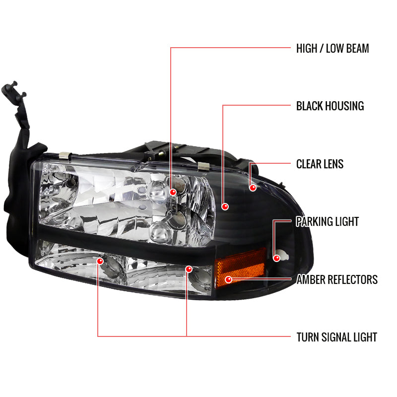 Spec-D 98-03 Dodge  Durango Black Headlight  2LH-DAK97JM-ABM