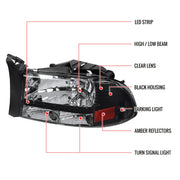 Spec-D 97-04 Dodge  Dakota  Black Headlight With Led 2LH-DAK97JM-RS