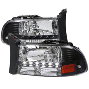 Spec-D 97-04 Dodge  Dakota  Black Headlight With Led 2LH-DAK97JM-RS