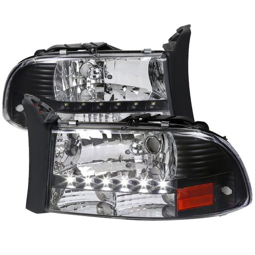 Spec-D 97-04 Dodge  Dakota  Black Headlight With Led 2LH-DAK97JM-RS