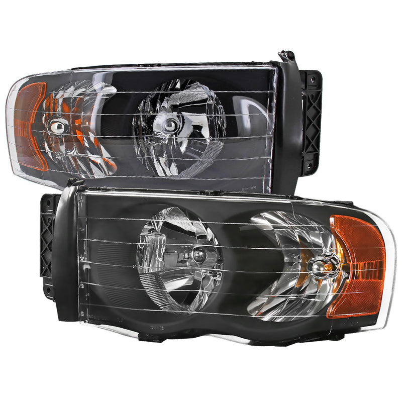 Spec-D 02-05 Dodge Ram Crystal Housing Headlights Black 2LH-DGP02JM-RS