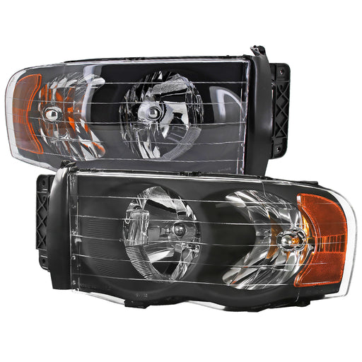 Spec-D 02-05 Dodge Ram Crystal Housing Headlights Black 2LH-DGP02JM-RS