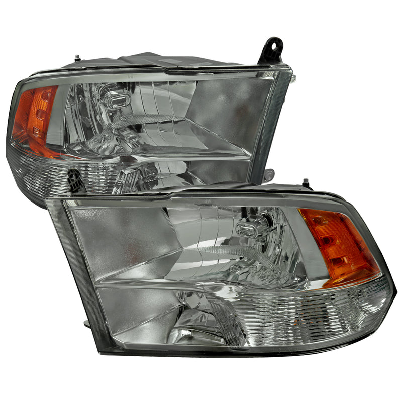 Spec-D 09-18 Dodge Ram 19-21 Ram 1500 Classic Quad Lamp Headlights Chrome Housing Light Smoked Lens - Bulbs Not Included - Does Not Fit Oe Projector Or Led Headlights 2LH-DGP09LG-Q-RS