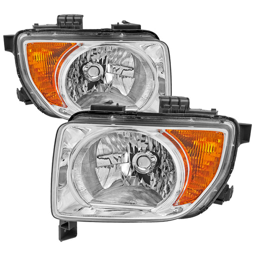 Spec-D 03-08 Honda Element Headlights Chrome Housing Clear Lens With Amber Reflector - No Bulbs Included 2LH-ELM03-GO