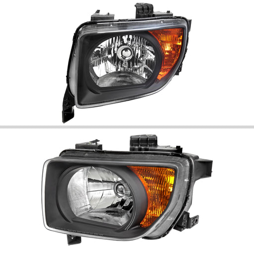 Spec-D 03-08 Honda Element Headlights Black Housing Clear Lens With Amber Reflector - No Bulbs Included 2LH-ELM03JM-GO