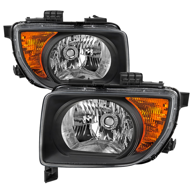Spec-D 03-08 Honda Element Headlights Black Housing Clear Lens With Amber Reflector - No Bulbs Included 2LH-ELM03JM-GO