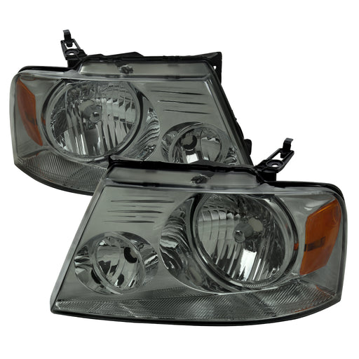 Spec-D 04-08 Ford F150 Headlights With Amber Reflector Chrome Housing Light Smoked Lens 2LH-F15004LG-RS