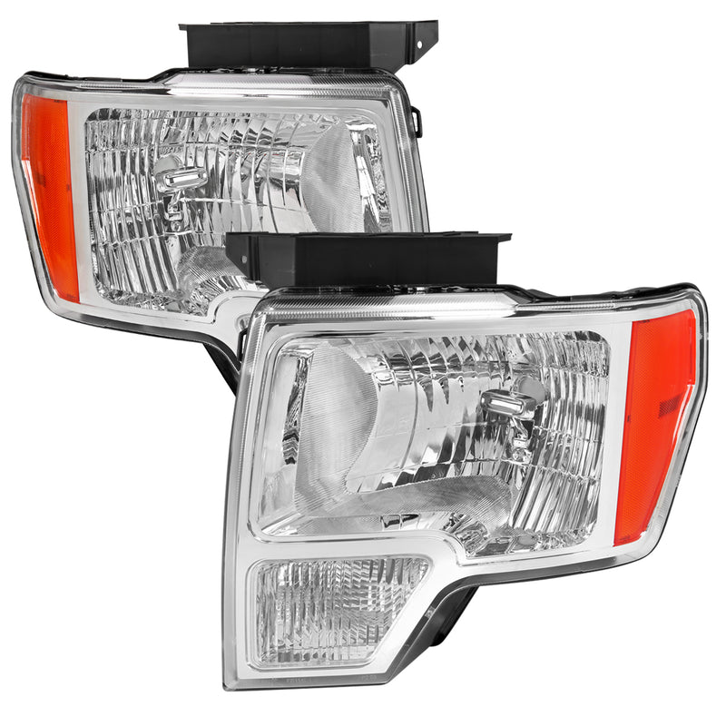 Spec-D 09-14 Ford F-150 Oe Style Headlights With Chrome Housing Clear Lens And Amber Reflector 2LH-F15009-RO
