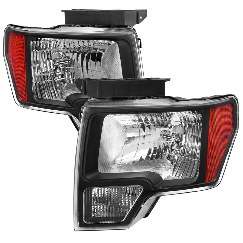 Spec-D 09-14 Ford F-150 Oe Style Headlights With Matte Black Housing Clear Lens And Amber Reflector 2LH-F15009JM-RO