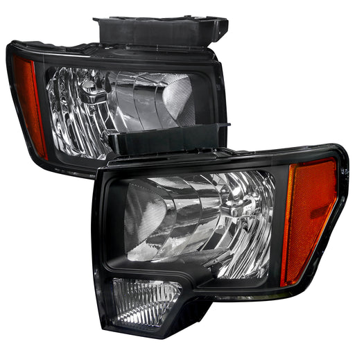 Spec-D 09-Up  Ford  F150  Euro Headlight Black Housing  2LH-F15009JM-RS