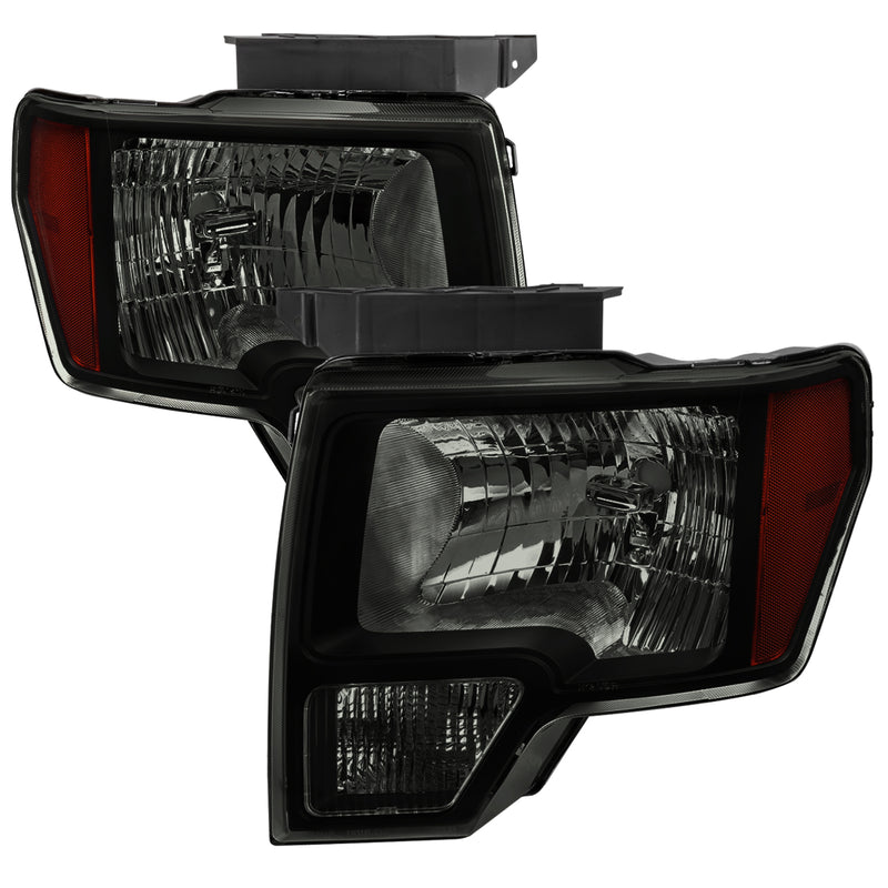 Spec-D 09-14 Ford F-150 Oe Style Headlights With Chrome Housing Smoked Lens And Amber Reflector 2LH-F15009SM-RO