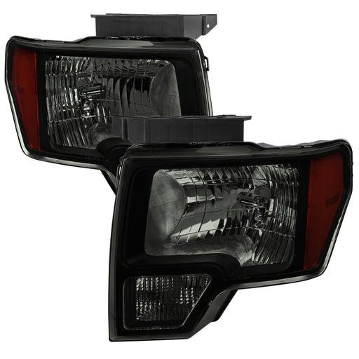 Spec-D 09-14 Ford F-150 Oe Style Headlights With Chrome Housing Smoked Lens And Amber Reflector 2LH-F15009SM-RO