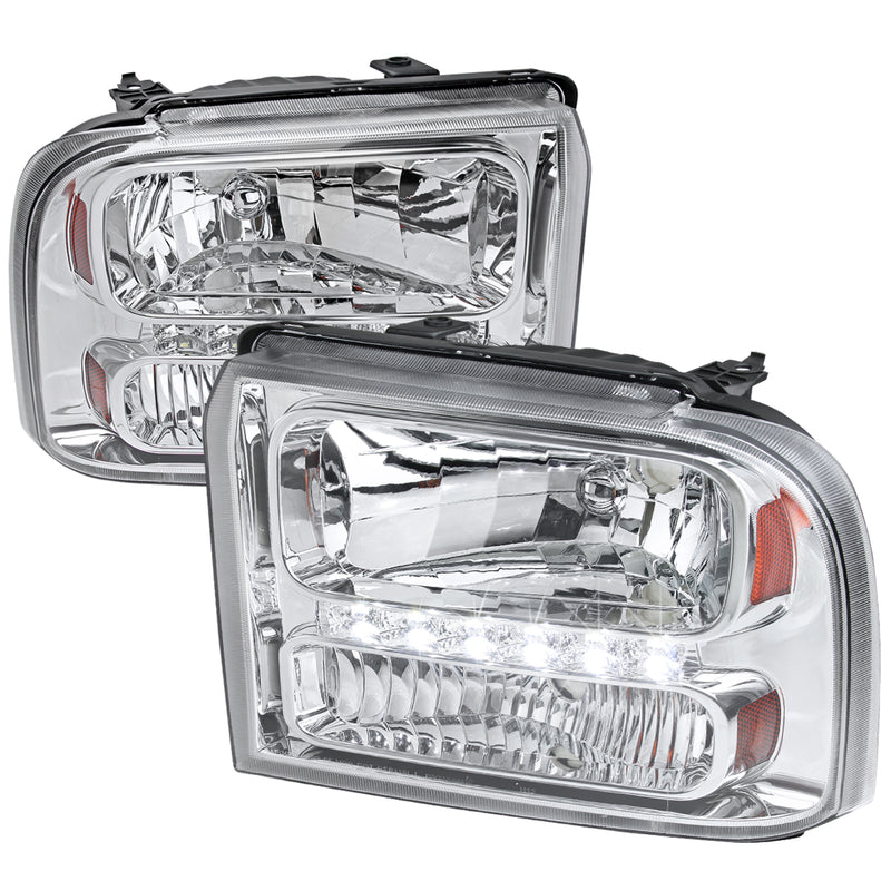 Spec-D 05-07 Ford F250 Chrome Euro Headlights 2LH-F25005-RS