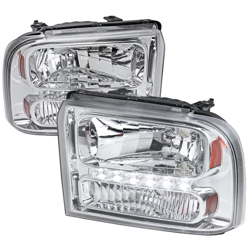 Spec-D 05-07 Ford F250 Chrome Euro Headlights 2LH-F25005-RS