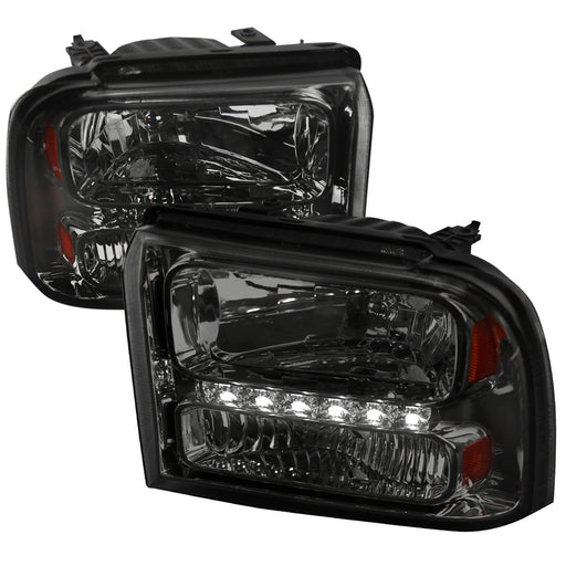 Spec-D 05-07 Ford F250 Smoke Euro Headlights With Led 2LH-F25005G-RS