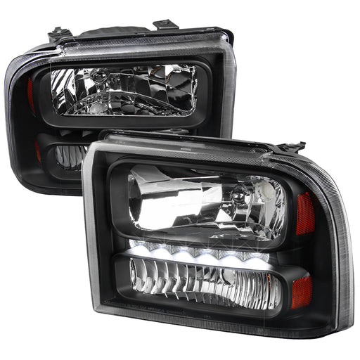 Spec-D 05-07 Ford F250 Black Euro Headlights 2LH-F25005JM-RS