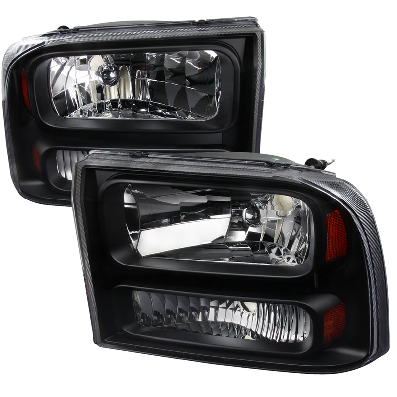 Spec-D 99-04 Ford F250 1 Piece Black Euro Headlights 2LH-F250991PCJM-ABM