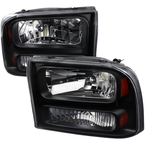 Spec-D 99-04 Ford F250 1 Piece Black Euro Headlights 2LH-F250991PCJM-ABM