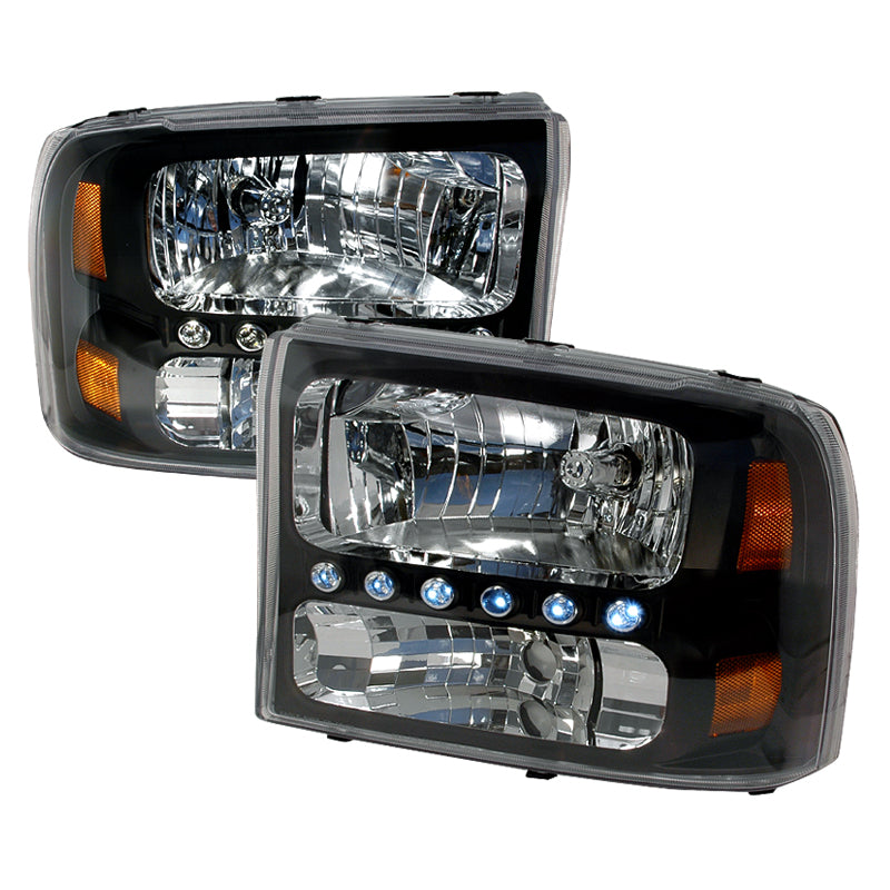Spec-D 99-04 Ford F250 Crystal Housing Headlights Black 2LH-F25099JM-KS
