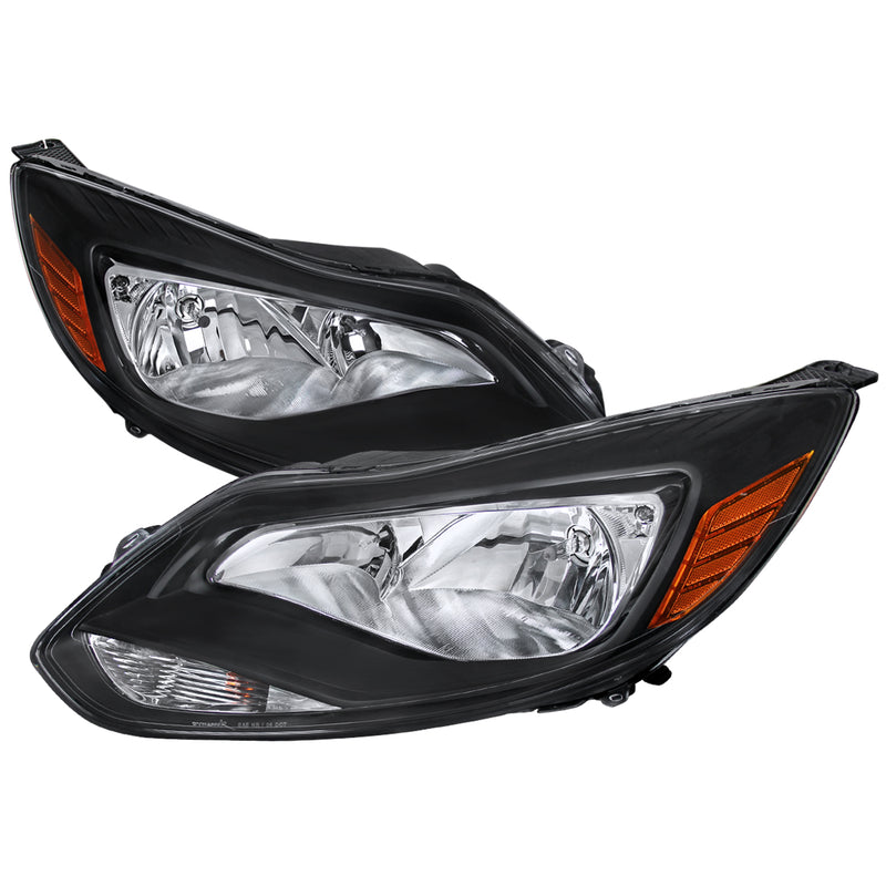 Spec-D 12-14 Ford Focus Euro Headlights Black Housing 2LH-FOC12JM-RS